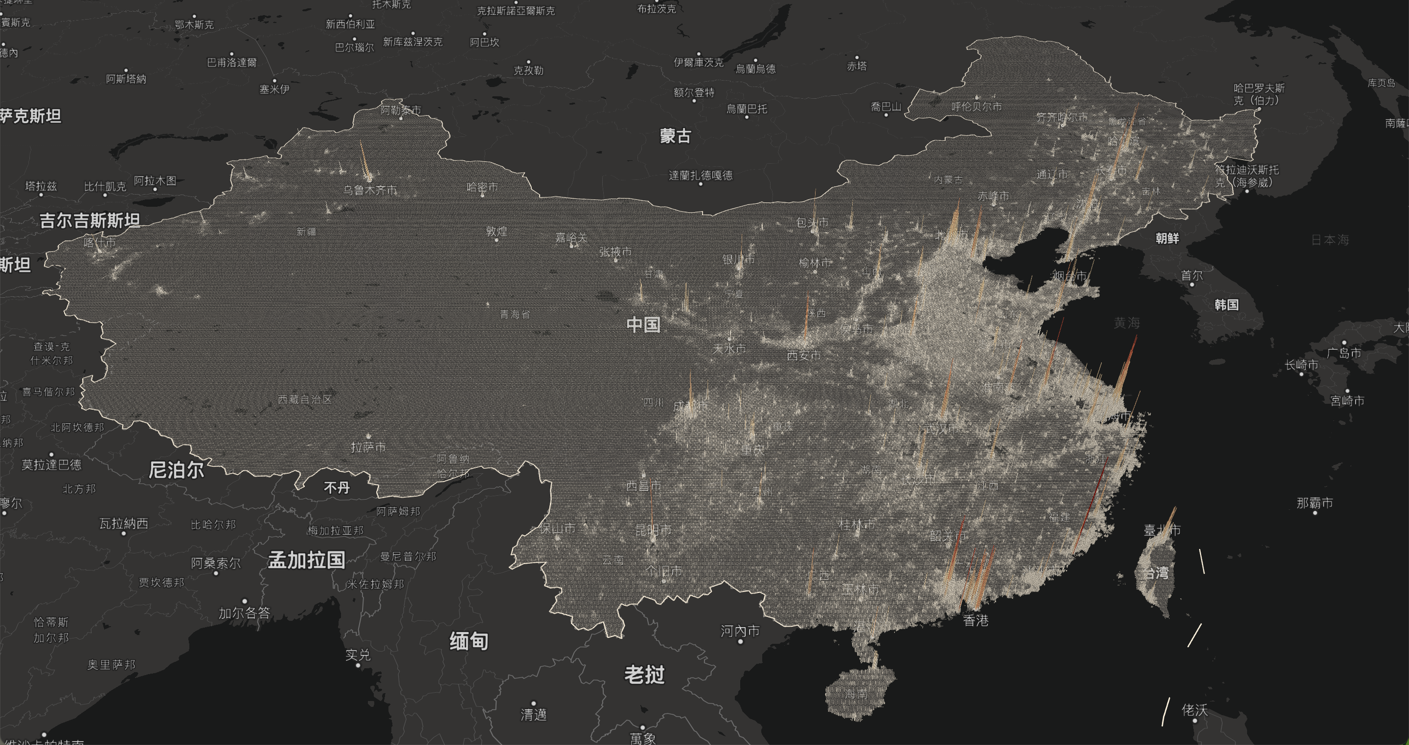年中国人口密度3d 蜂窝地图 Painter